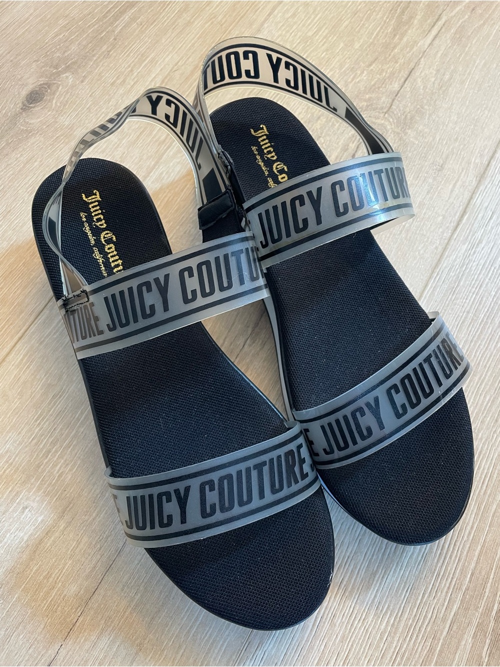 Juicy Couture Black Logo Strap Sandals Size 8.5